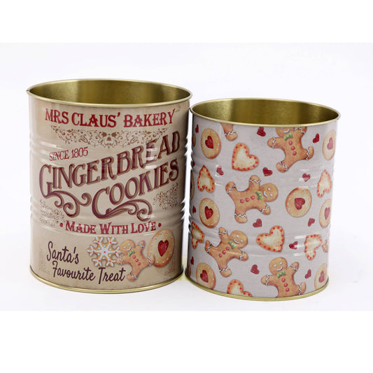 Set of 2 Gingerbread Bakery Tins