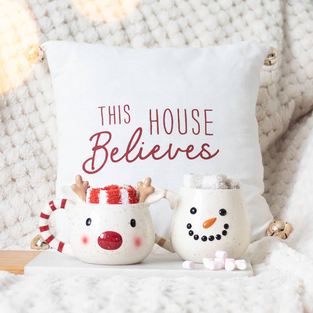 "This House Believes" Christmas Cushion with Bells