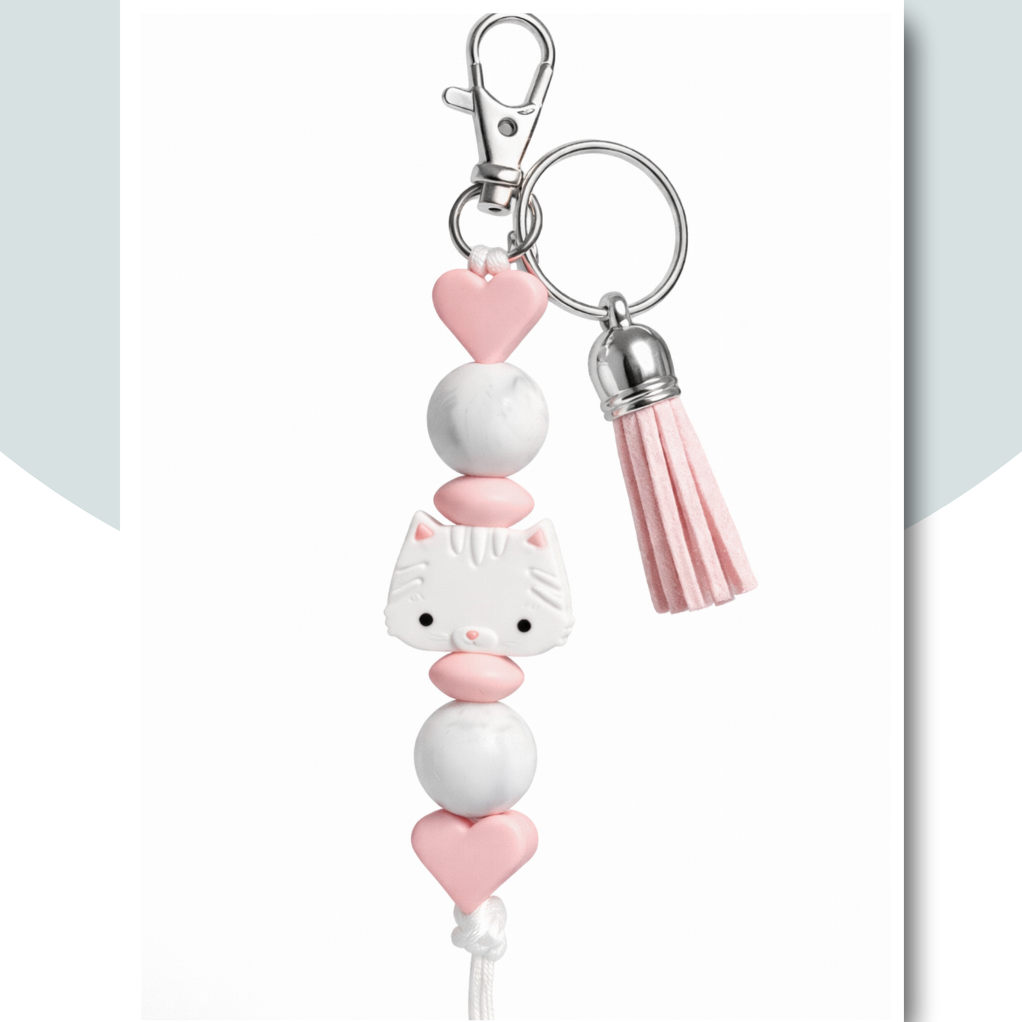 White Cat Keychain – Santa's Nook