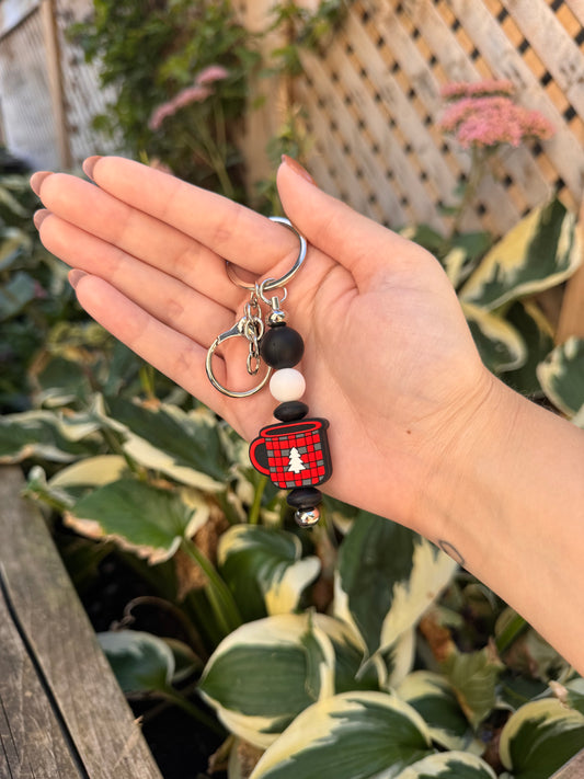 Buffalo Plaid Holiday Mug Keychain